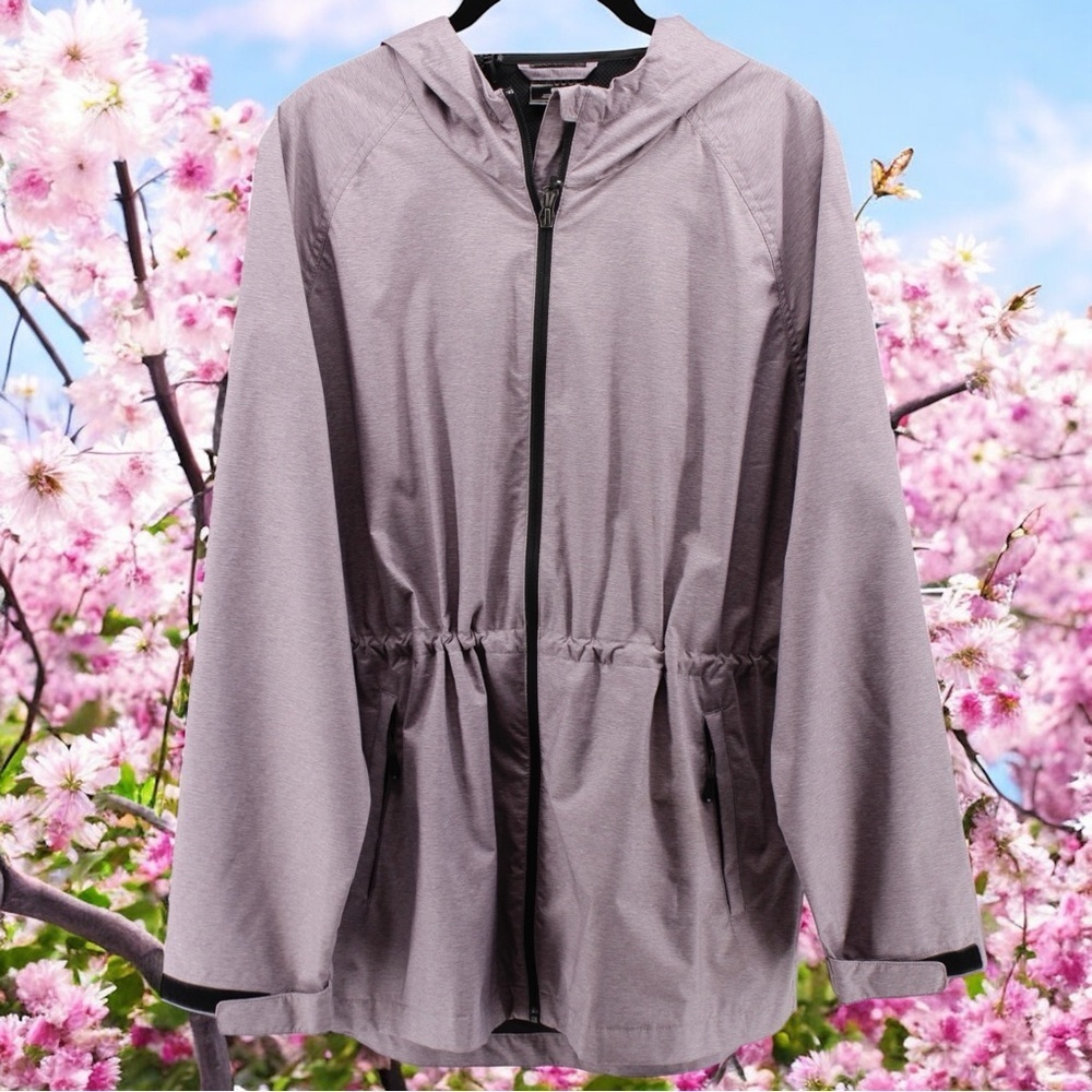 NEW 32 Degrees Heathered Lavender Women's Gray Hooded Rain Jacket Size L